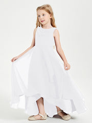 Modern Asymmetrical Cowl Neck Junior Bridesmaid Dresses White