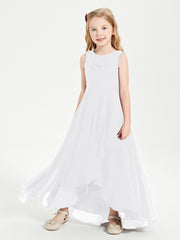 Modern Asymmetrical Cowl Neck Junior Bridesmaid Dresses White