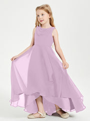 Modern Asymmetrical Cowl Neck Junior Bridesmaid Dresses Wisteria