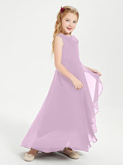 Modern Asymmetrical Cowl Neck Junior Bridesmaid Dresses Wisteria