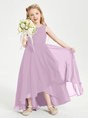 Modern Asymmetrical Cowl Neck Junior Bridesmaid Dresses Wisteria