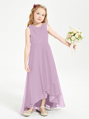 Modern Asymmetrical Cowl Neck Junior Bridesmaid Dresses Wisteria