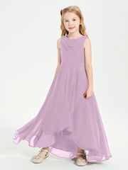 Modern Asymmetrical Cowl Neck Junior Bridesmaid Dresses Wisteria