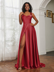 Cowl Neck Ruched Backless Dress With Slit Burgundy