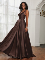 Cowl Neck Ruched Backless Dress With Slit Chocolate