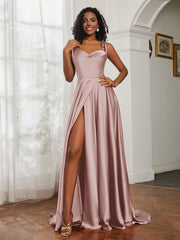 Cowl Neck Ruched Backless Dress With Slit Dusty Rose