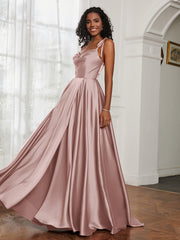 Cowl Neck Ruched Backless Dress With Slit Dusty Rose