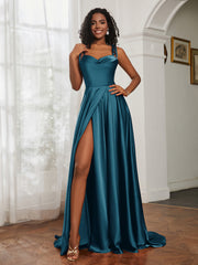Cowl Neck Ruched Backless Dress With Slit Ink Blue Plus Size