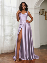 Cowl Neck Ruched Backless Dress With Slit Lilac Plus Size