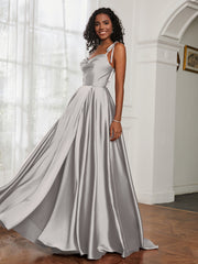 Cowl Neck Ruched Backless Dress With Slit Silver Plus Size