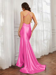 V-neck  Appliqued Spaghetti Straps Mermaid Prom Dress Azalea Plus Size