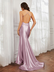 V-neck  Appliqued Spaghetti Straps Mermaid Prom Dress Dusk Plus Size