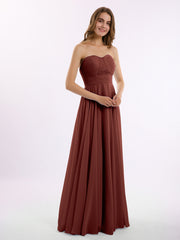 Strapless Chiffon Simple Maxi Dresses Terracotta