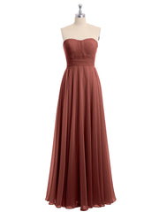 Strapless Chiffon Simple Maxi Dresses Terracotta