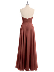 Strapless Chiffon Simple Maxi Dresses Terracotta