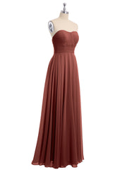 Strapless Chiffon Simple Maxi Dresses Terracotta