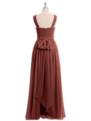 Long Chiffon Cross-Front Dress of Bridesmaids Terracotta