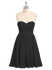 Strapless Mini Chiffon Dresses with Sweethart Plum