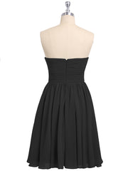 Strapless Mini Chiffon Dresses with Sweethart Plum