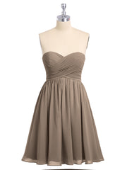 Strapless Mini Chiffon Dresses with Sweethart Taupe Plus Size
