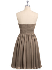 Strapless Mini Chiffon Dresses with Sweethart Taupe Plus Size