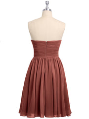 Strapless Mini Chiffon Dresses with Sweethart Terracotta