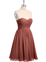 Strapless Mini Chiffon Dresses with Sweethart Terracotta