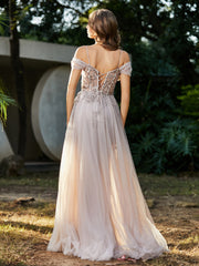 Spaghetti Straps Sheath Tulle Prom Dresses Champagne Plus Size
