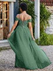 Spaghetti Straps Sheath Tulle Prom Dresses Dark Green Plus Size