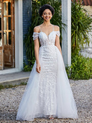 Spaghetti Straps Sheath Tulle Prom Dresses Ivory Plus Size