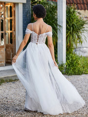 Spaghetti Straps Sheath Tulle Prom Dresses Ivory Plus Size