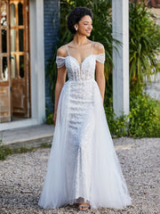 Spaghetti Straps Sheath Tulle Prom Dresses Ivory Plus Size