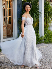 Spaghetti Straps Sheath Tulle Prom Dresses Ivory Plus Size