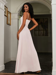 Sweetheart Spaghetti Straps Chiffon A-Line Dress Blushing Pink Plus Size