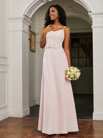 Spaghetti Strap Sweetheart Cascade Skirt Dress Candy Pink main image 1