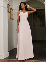 Sweetheart Spaghetti Straps Chiffon A-Line Dress Blushing Pink