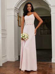 Sweetheart Spaghetti Straps Chiffon A-Line Dress Blushing Pink