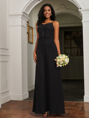 Sweetheart Spaghetti Straps Chiffon A-Line Dress Black Plus Size
