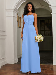 Sweetheart Spaghetti Straps Chiffon A-Line Dress Blue