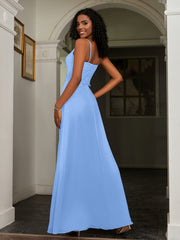 Sweetheart Spaghetti Straps Chiffon A-Line Dress Blue