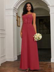 Sweetheart Spaghetti Straps Chiffon A-Line Dress Burgundy