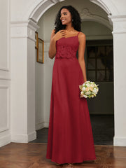 Sweetheart Spaghetti Straps Chiffon A-Line Dress Burgundy Plus Size