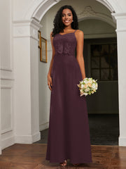 Sweetheart Spaghetti Straps Chiffon A-Line Dress Cabernet
