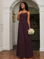 Sweetheart Spaghetti Straps Chiffon A-Line Dress Cabernet Plus Size
