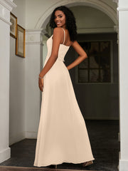 Sweetheart Spaghetti Straps Chiffon A-Line Dress Champagne