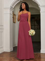 Sweetheart Spaghetti Straps Chiffon A-Line Dress Cinnamon Rose