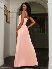 Sweetheart Spaghetti Straps Chiffon A-Line Dress Coral Plus Size