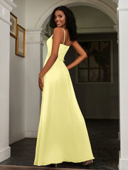 Sweetheart Spaghetti Straps Chiffon A-Line Dress Daffodil