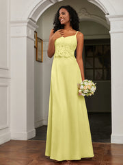 Sweetheart Spaghetti Straps Chiffon A-Line Dress Daffodil Plus Size