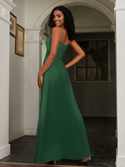 Sweetheart Spaghetti Straps Chiffon A-Line Dress Dark Green Plus Size